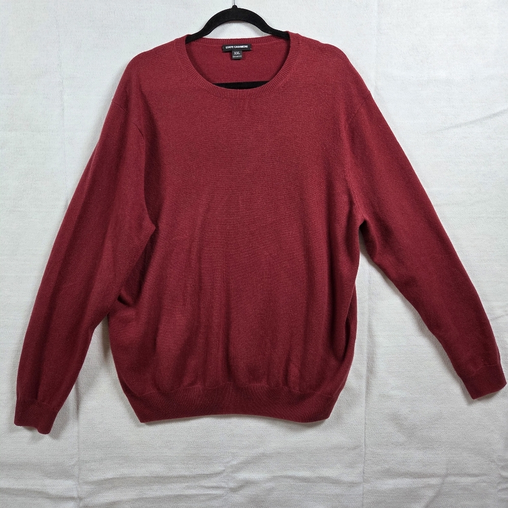 STATE CASHMERE Crew Neck 100% Cashmere Sweater Pullover XXL Red